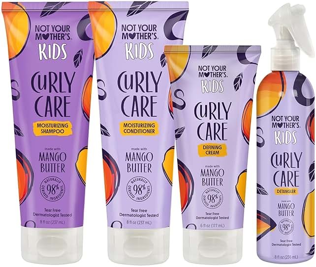 Not Your Mother's Kids Curly Care Shampoo, Conditioner, Curl Defining Cream, and Detangler Spray (4-Pack) - Hair Products for Kids - Tear-Free Formula - For All Curl Types - Product Image