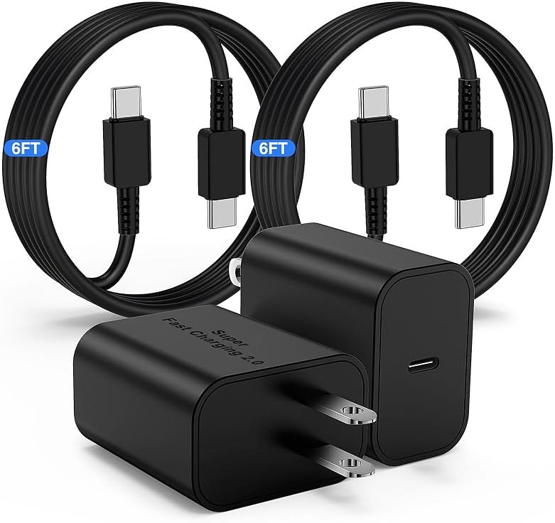 USB-C Charger for Samsung Charger Super Fast Charging, Type C Charging Block &6FT USBC Android Phone Cable Cord 2Pack for Galaxy S26/S25 S24 S23 S22 S21 S20 S10 Ultra/Plus,Galaxy Tab S11 S10 S9 S8 - Product Image