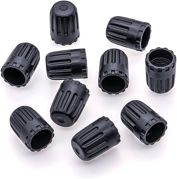 MEAJOO 10PCS TPMS Plastic Tire Valve Stem Caps, Wheel Tire Valve Stem, with O-Ring Rubber Seal, Universal Tire Valve Stem Covers for Cars, SUV, Trucks, Bikes, Motorcycles, Bicycles(Black) - Product Image