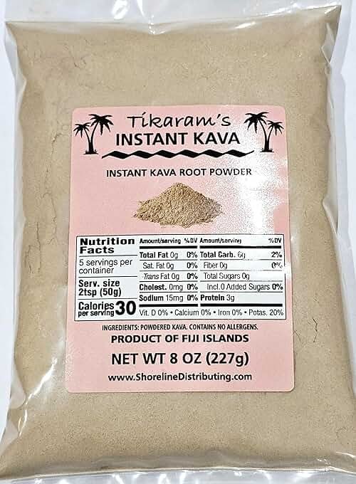 Tikaram's Instant Kava Powder, Fiji Waka, Noble Kava Root, 1/2 lb (8oz)-Fiji Market Wholesale LLC - Product Image