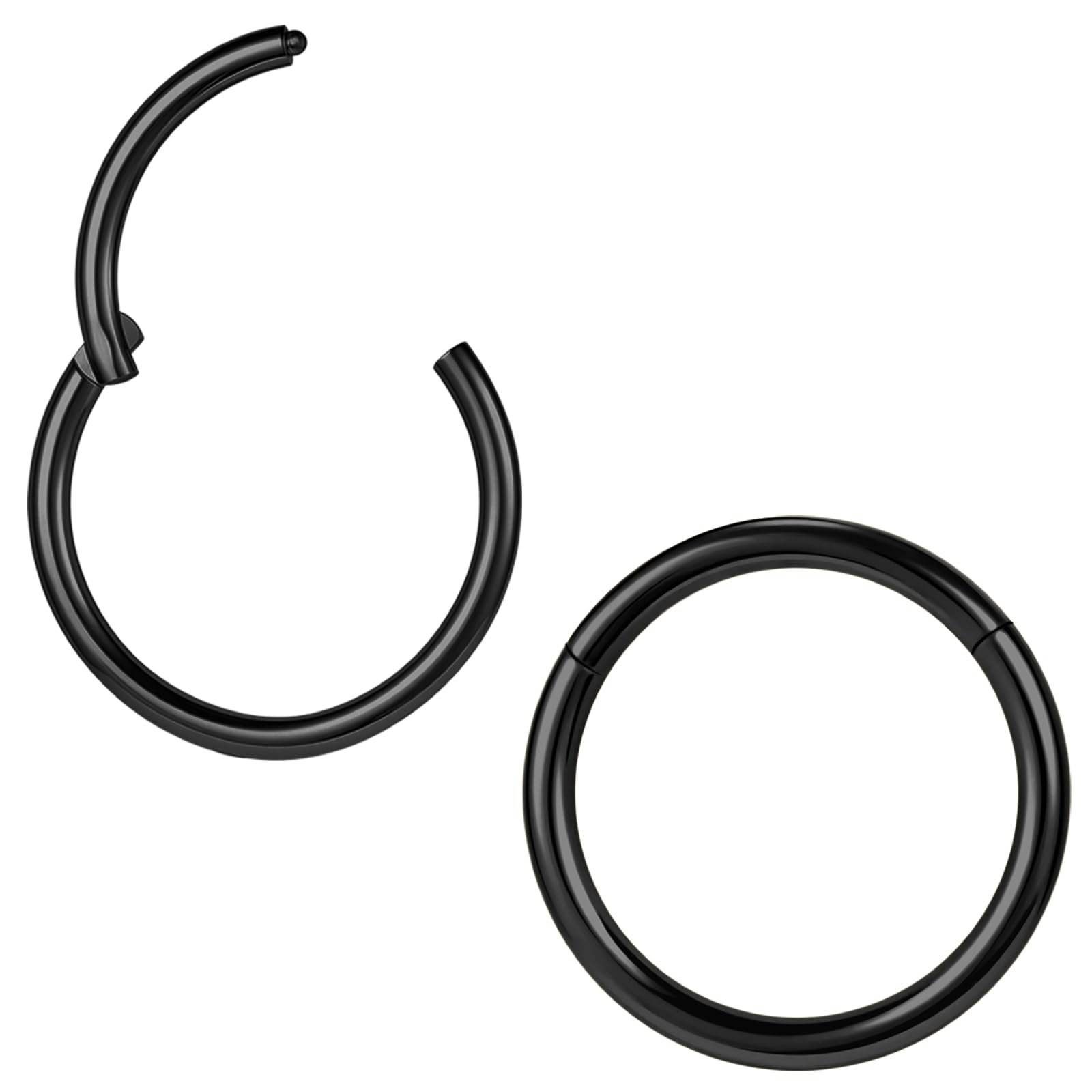 ZS 2Pcs ASTM F136 Titanium 6/7/8/9/10/12/14mm Cartilage Tragus Helix Earring Hoop 20G 18G 16G Lip Rings Hinged Nose Rings Septum Conch Piercings Jewelery - Product Image