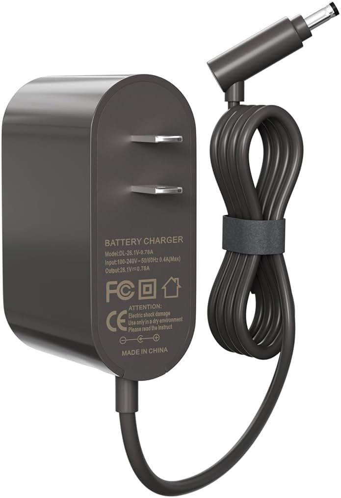 26.1V Cordless Vacuum Cleaner Charger Compatible with Dyson V8 V7 V6 SV04 SV03 DC59 DC58 DC62,Absolute Animal Motorhead Replacement for 26.1V 0.78A 967813-02 205720-02 209468-01 209568-01 AC Adapter - Product Image