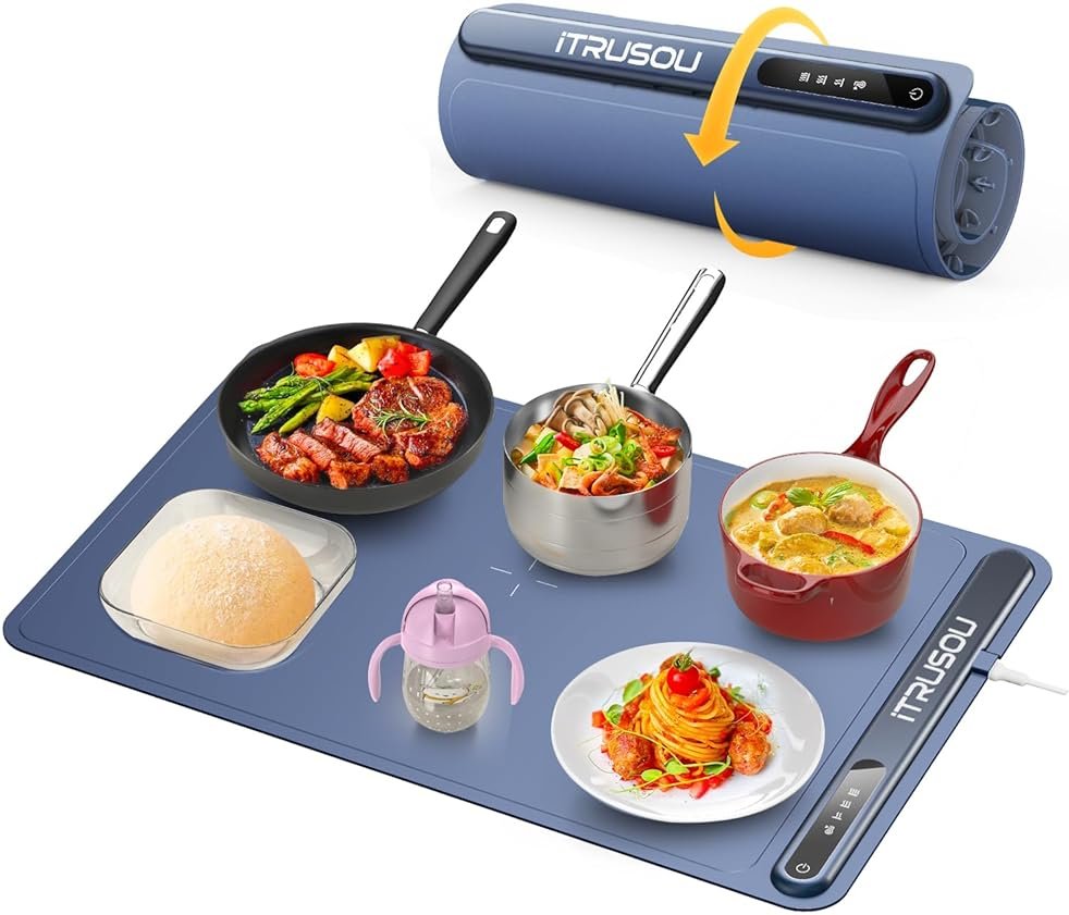 Warming Mat for Food (24"x16") - iTRUSOU 3-Year Classic Electric Warming Tray with 3-Level Temp Control, Rapid Heating 250W Energy-Saving - Rollable Large Food Warming Mat for Parties & Buffet - Product Image