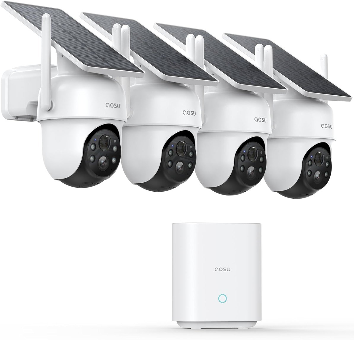 aosu Security Cameras Outdoor Wireless, 4 Cam-Kit, No Subscription Required, Solar-Powered, Home Security Cameras System with 360° Pan & Tilt, Auto Tracking, 2K Color Night Vision, Easy Setup - Product Image