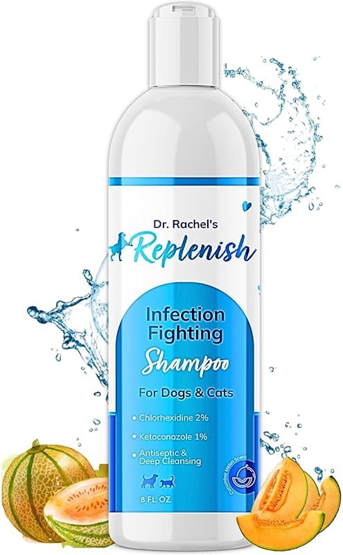 Replenish Anti Itch Dog Shampoo - Medicated Antiseptic Shampoo for Skin Irritation Treatment & Itchy Skin Relief - Dr. Rachel’s Chlorhexidine Dog Shampoo for Yeast with Cucumber Melon Scent - 8 oz - Product Image
