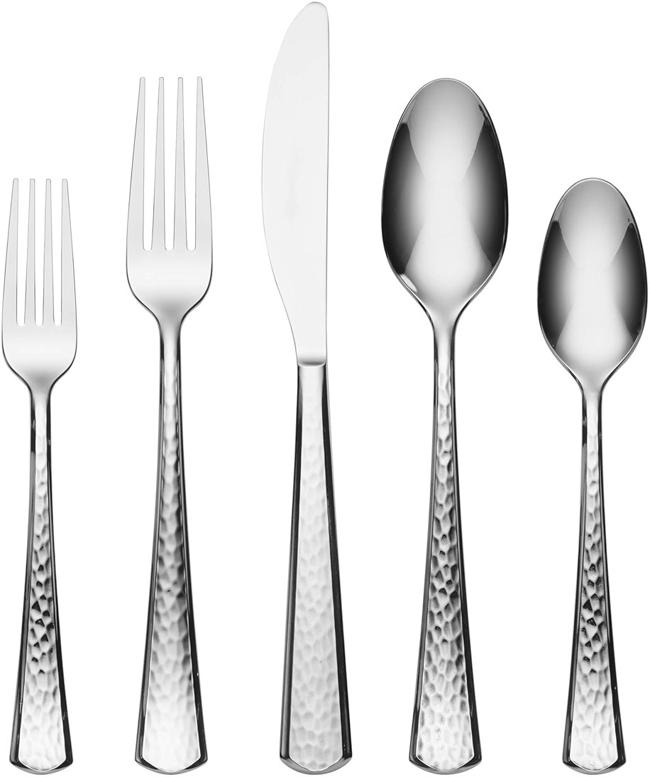 Oneida Silverware Set, Etta 20 Piece Everyday Flatware Set, Service For 4, 18/0 Stainless Steel, Dishwasher Safe, Flatware Cutlery Sets, Kitchen Utensils Sets, Knives Spoons & Forks(Silver, 20 Pieces) - Product Image