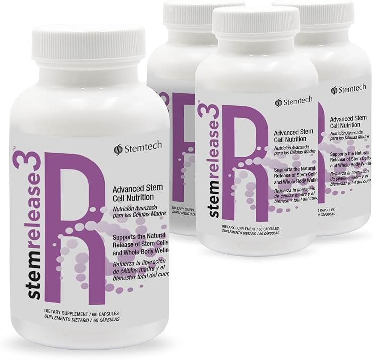 Quadruple Wellness Boost: stemrelease3™ 4-Pack - Unlock Your Body's Potential for Natural Renewal and Youthful Vitality, Exclusive Blend for Telomere Health - Product Image
