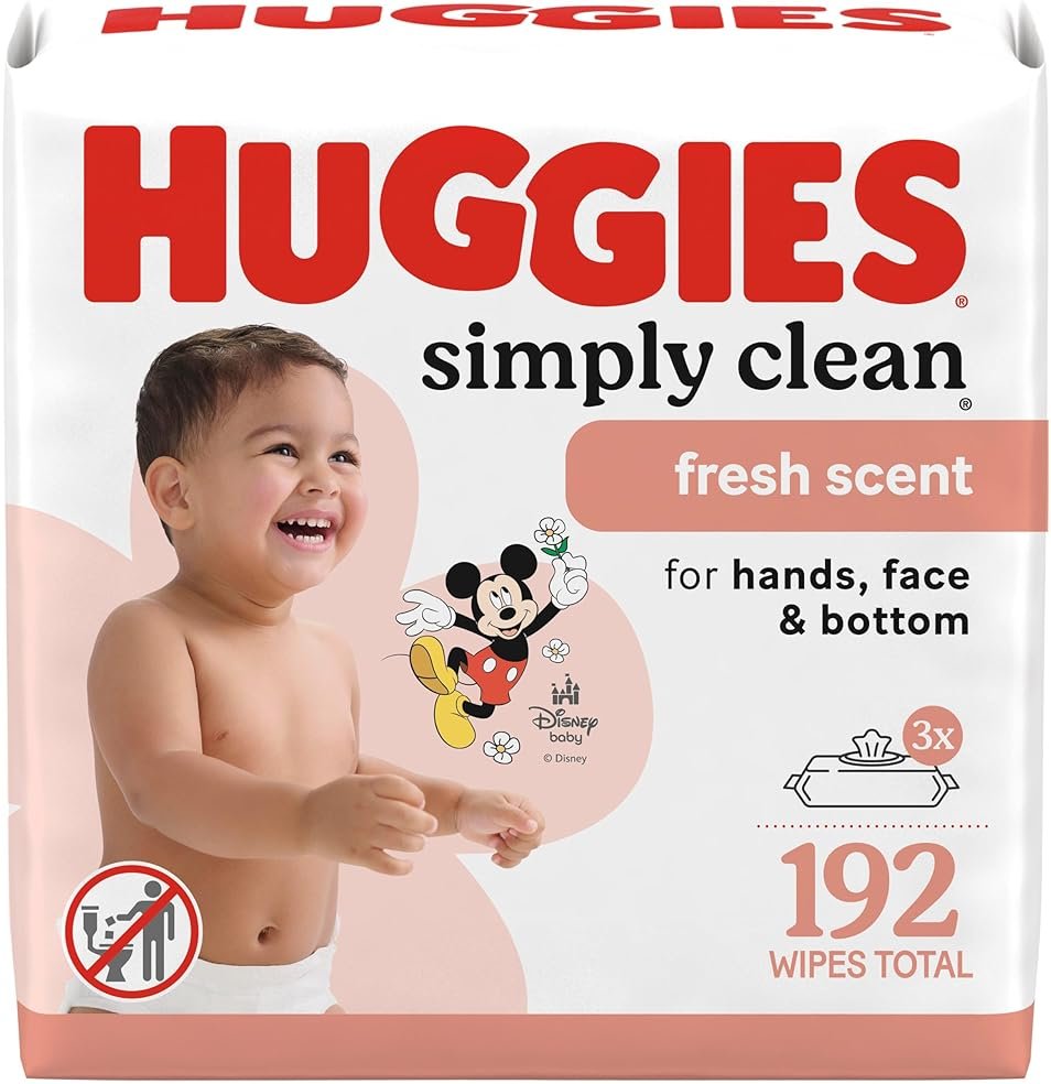 Huggies Simply Clean Fresh Scent Baby Wipes, 3 Flip-Top Packs of 64 (192 Wipes Total), Packaging May Vary - Product Image