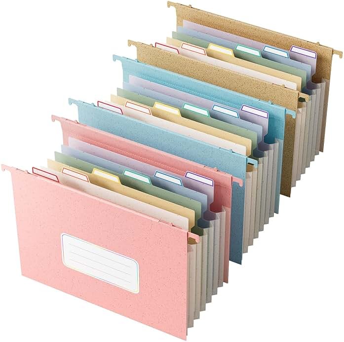 EcoStash Wheat Straw Expanding Hanging File Folders, 3 Color File Organizer, 1.2" Accordion Pockets, Large Capacity, Letter Size for Filing Cabinet, 100% BPA Free, Return to Nature, Healthy Living - Product Image