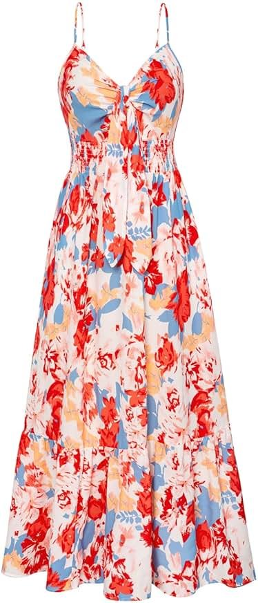GRACE KARIN Womens Summer Floral Maxi Dresses 2026 Long Flowy Boho Dress Beach Vacation Sundresses Casual Clothes with Pocket - Product Image