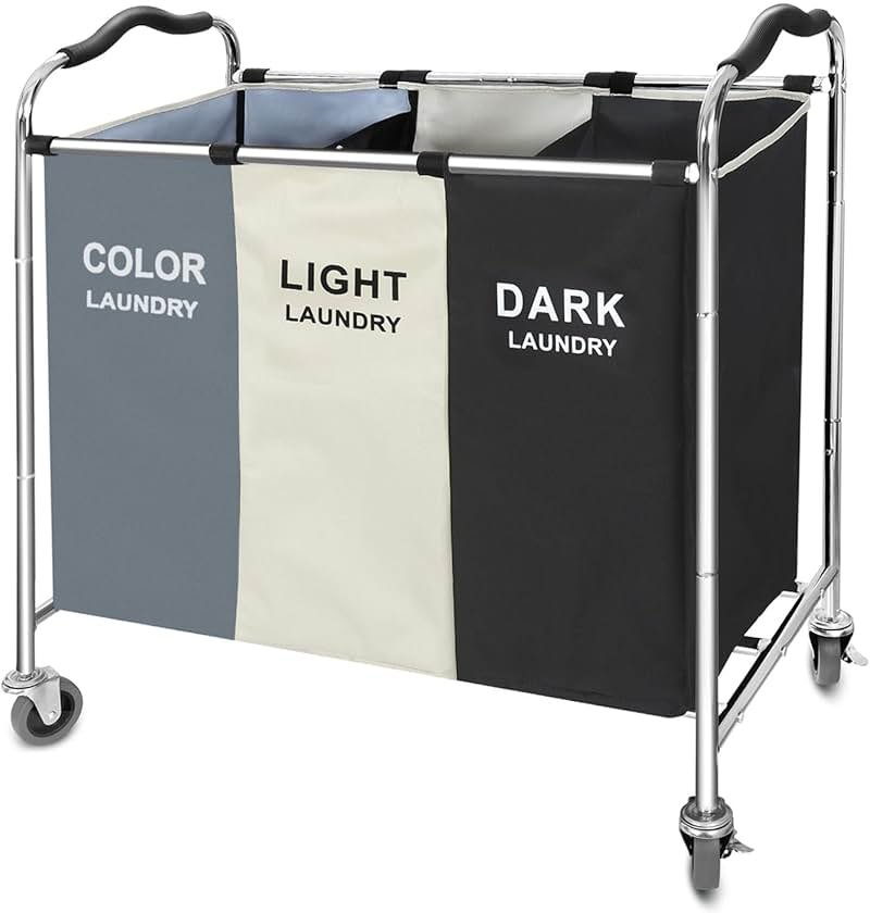 Laundry Basket with Wheels, 240L Laundry Hamper with 3 Clothes Hamper Bag for Dirty Clothes|Toys|Blanket in laundry room/living room/closet storage and organization (Grey) - Product Image
