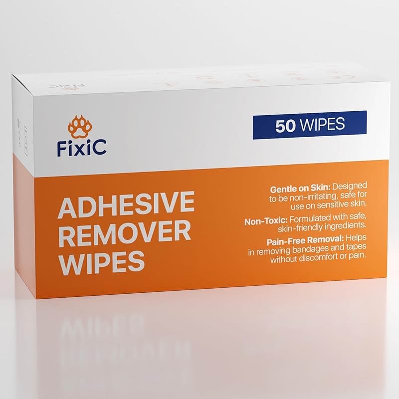 Fixic Adhesive Remover Wipes - 50 PCS - Premium Adhesive Removal Wipes - Large Adhesive Tape Remover Pads with Aloe - The Best Adhesive Remover for Skin from Bandages, Tapes, and Ostomy Adhesives! - Product Image
