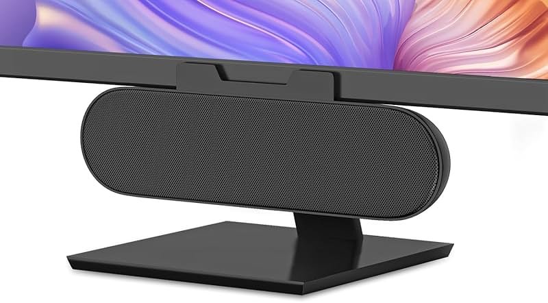 LXTNFU Computer Speakers for Desktop Monitor,Single Speakers for Desktop PC,Laptop Speaker with Loud Sound,Volume Control Easily Clamps to Monitors(USB-C to USB Adapter Included) (Black) - Product Image