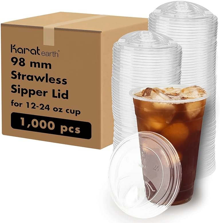 KARAT EARTH KE-KC626TS-SHNE 98mm diameter PLA Strawless Sipper Lid for 12-24oz PLA Cup - 1,000 pcs - Product Image