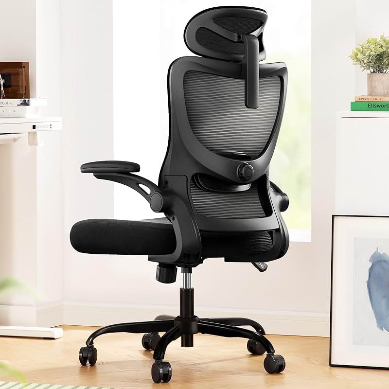 Marsail Ergonomic Office Chair: Office Desk Chair with High Back Mesh and Adjustable Lumbar Support Rolling Work Swivel Task Chairs with Wheel 3D Armrests and Headrest - Product Image