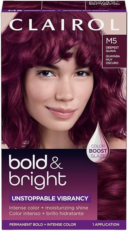 Clairol Bold & Bright Permanent Hair Dye, M5 Deepest Guava Hair Color | Intense Vibrancy + Moisturizing Shine | Includes Color Boost Glaze to Amplify Color Anytime | Pack of 1 - Product Image