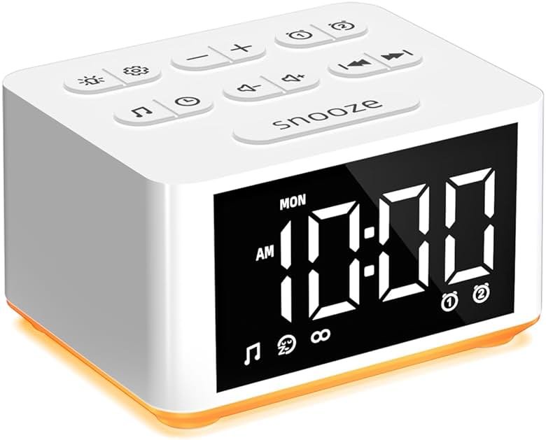【3 in 1】 Sound Machine Dual Alarm Clock Night Light White Noise Machine 27 Sleeping Sounds for Adults Kids Precise 32 Level Volume Sleep Timer Memory Function Digital Clock with 30 Wake Up Sounds - Product Image