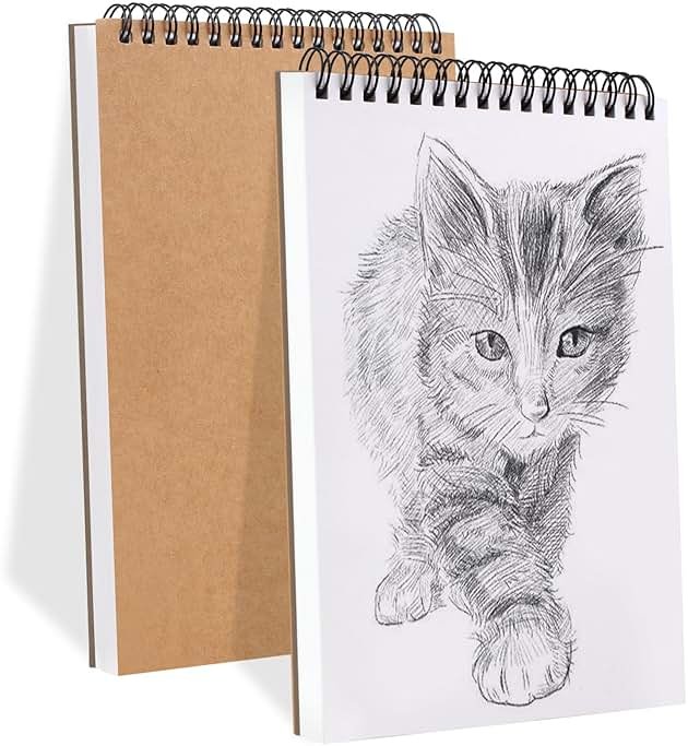 Utron 2 Pack Sketch Book, 5.8” x 8.3” Small Sketch Pad,100GSM/68LB Sketchbook for Drawing, A5 Drawing Paper, Thick Small Drawing Notebook for Painting Beginner, Artist (50 Sheets/Pack) - Product Image