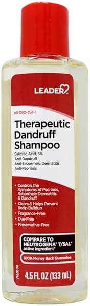 Leader Therapeutic Dandruff Shampoo Anti-Dandruff, Anti-Seborrheic Dematitis and Anti-Psoriasis - salicylic acid Shampoo 4.5 Fl Oz (133 ml) (4.5 Fl OZ (Pack of 1)) - Product Image