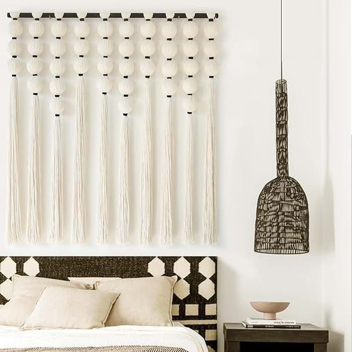 IOWER Large Macrame Wall Hanging Macrame Wall Decor Sphericity Cotton Textile Wall Hanging Boho Wall Decor Art Fiber Yarn Art Handmade 39" Wx39 L - Product Image