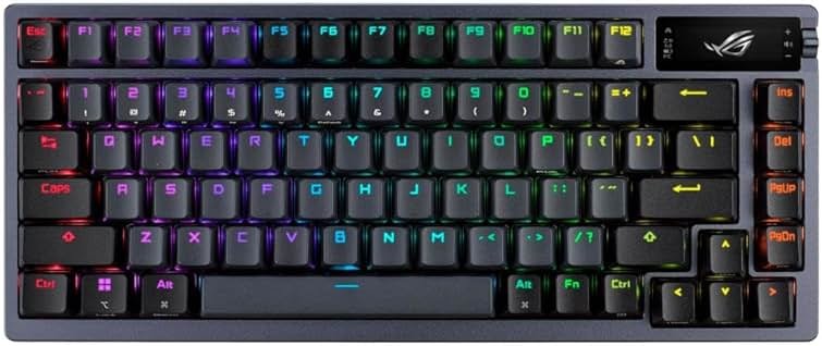 ASUS ROG Azoth Wireless Mechanical Gaming Keyboard – 75% TKL, Tri-Mode Connectivity, Hot Swappable Pre-lubed ROG NX Snow Linear Switches, PBT Keycaps, RGB, OLED Display, PC/Mac Support - Black - Product Image