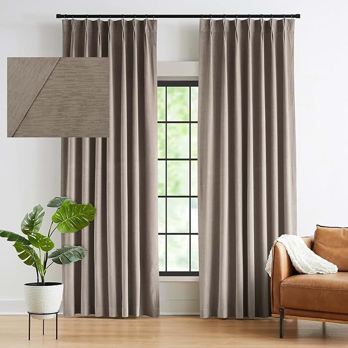 Kayne Studio Back Tab Velvet Pinch Pleated Curtains 84 Inch Long,Room Darkening Thermal Insulated Noise Reducing Window Treatments Drapes for Living Room, Mocha Tan,22 Hooks,2 Panels,38" x 84" - Product Image