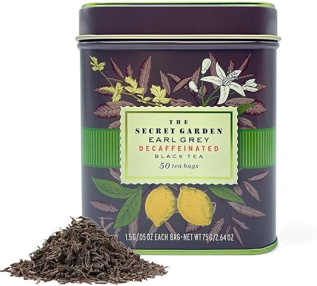 Premium Earl Grey Bergamot Decaf Tea Bags 50 Pack Designer Tin, Crafted in Sri Lanka, Naturally Decaffeinated Herbal Teabags Full Bodied Flavor, Keto. Bulk (50-Count) - Product Image