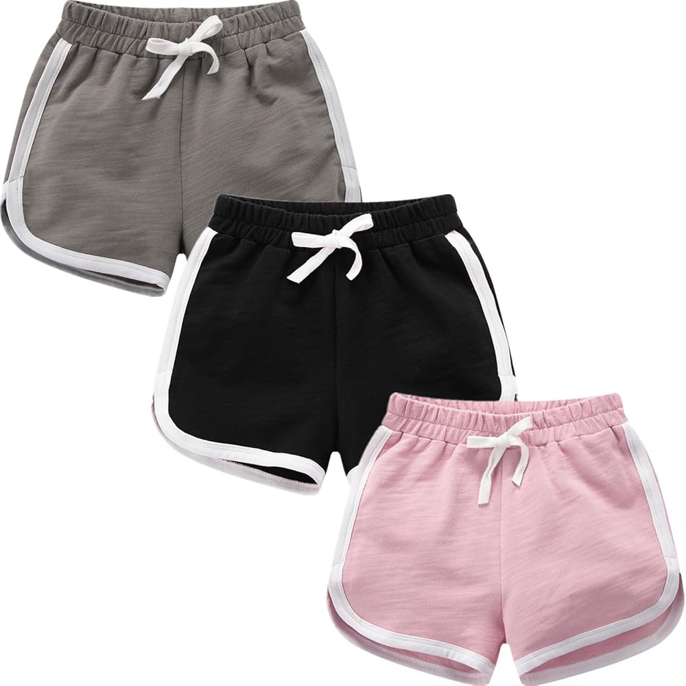 3 Pack Little Big Girls Running Athletic Cotton Shorts Toddler Kids Workout Dance Dolphin Short - Product Image