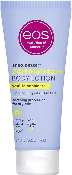 eos 24H Moisture Travel Body Lotion- Vanilla Cashmere, Travel Size Essential, Toiletries, Mini Body Lotion For Dry Skin, 2.5 fl oz - Product Image