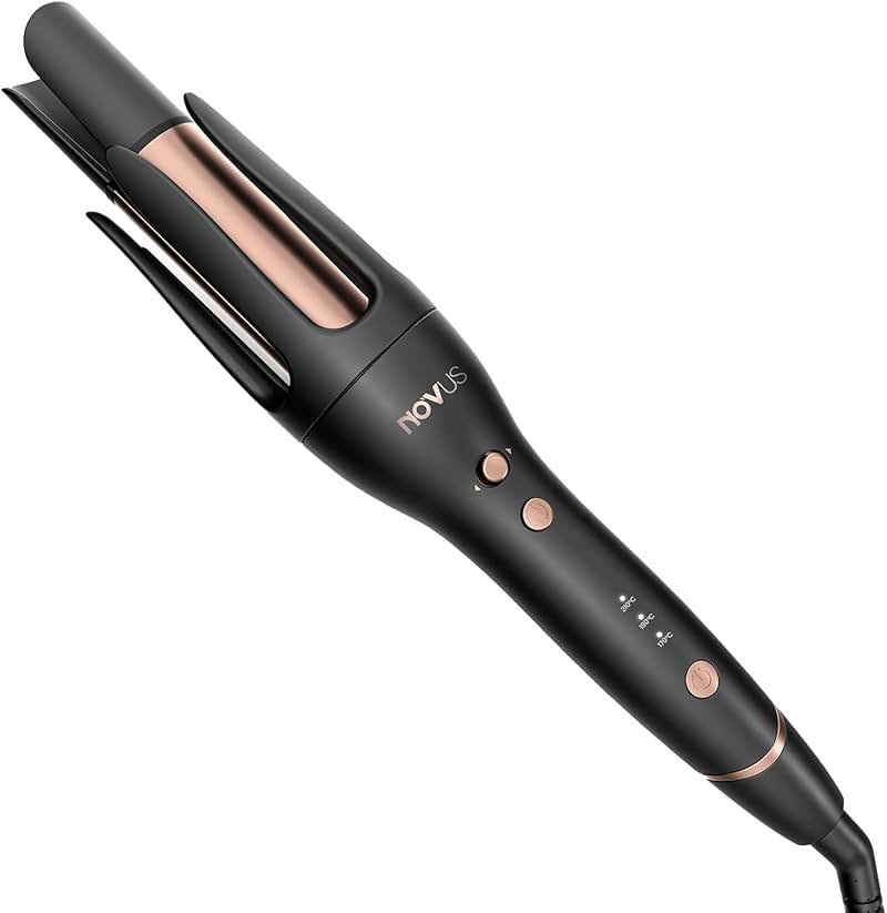 NOVUS Curling Iron Hair Crimper Waver - 1.25 Inch Wave Curling Iron with Anti-Scald Hair Crimper, Ionic Deep Waver Hair Curler Tool with Ceramic 2 Barrel for Women, 30 Min Auto Shut Off - Product Image