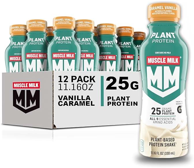 Muscle Milk Plant Based Protein Shake, Vanilla Caramel, 11.16 Fl Oz (Pack of 12) - Product Image