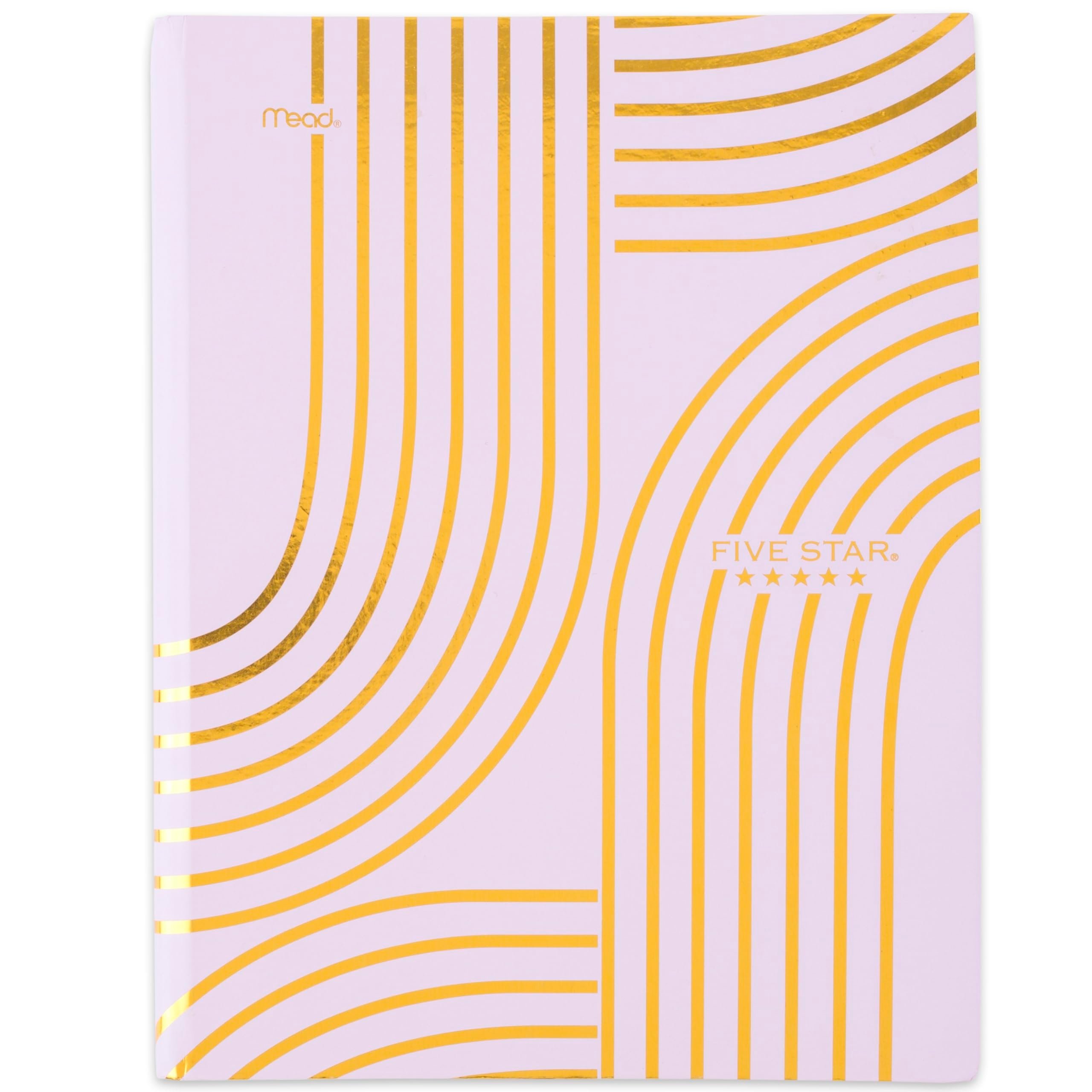 Five Star Composition Book, College Ruled Paper, 7-1/2" x 9-3/4", 80 Sheets, Hardcover, Lilac and Metallic Gold Arches (850111F-AMZ) - Product Image