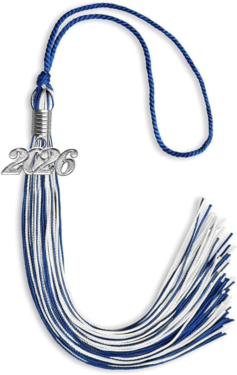 Endea Graduation Mixed Double Color Tassel with Silver Date Drop - Product Image