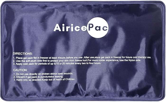 AiricePac Ice Packs for Injuries Reusable, Gel Cold Pack for Knee Neck Shoulder Ankle Elbow Hip Back Pain Relief, Cold Compress Therapy for Swelling, Bruises, Surgery, 7”x 11”, Blue - Product Image