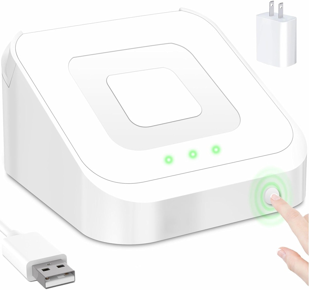 Square Dock for Square Reader 2nd Generation, Holder Stand for Square Card Reader 2nd Generation, Dock with Smart Anti-Sleep Button Portable Size Anti-Slip (Cable and Wall Charger Included, No Device - Product Image