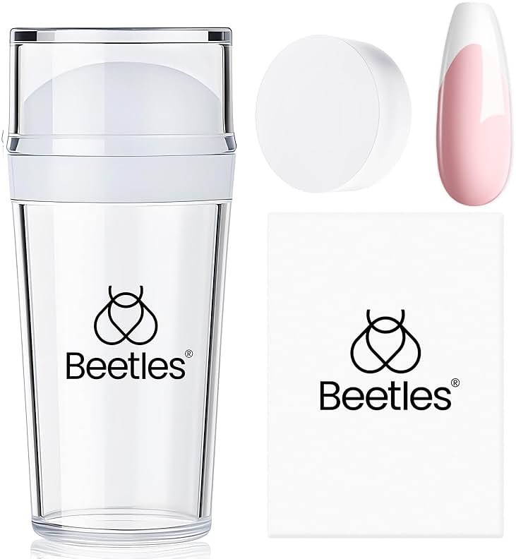 Beetles Nail Stamp 3Pcs Silicone French Tip Nail Stamp Kit with Replacement Nail Stamper Heads and Scrapers Soft Silicone Nail Printing Tool for Home Manicure Diy Nail Art Salon Gifts for Girls - Product Image