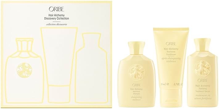 Oribe Hair Alchemy Discovery Travel Set - Prevents Breakage & Strengthens Weak, Fragile Hair - Hydrates & Softens - Strengthening Shampoo (2.5 oz), Conditioner (1.7 oz) & Serum (2.5 oz) - Product Image