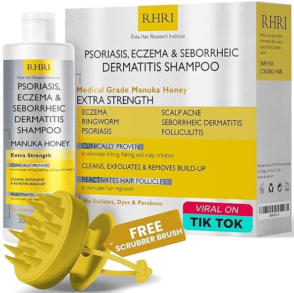 Psoriasis Shampoo for Men & Women | Itchy Scalp Treatment with Manuka Honey | Best for Eczema, Seborrheic Dermatitis, Ringworm & Folliculitis Scalp Treatment - Product Image