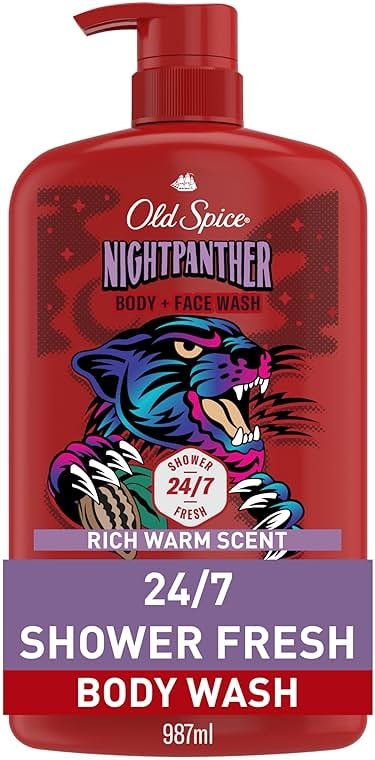Old Spice Cleansing Body Wash for Men, 3X Defense, 24/7 Shower Fresh with Lasting Scent, 2 in 1 Body and Face Wash, Daily Men’s Wash and Shower Gel, NightPanther Rich Warm Masculine Scent, 33.4 oz - Product Image