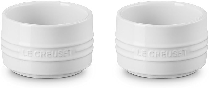 Le Creuset Stoneware Round Straight Wall Ramekin, Set of 2, 7 oz. Each, White - Product Image
