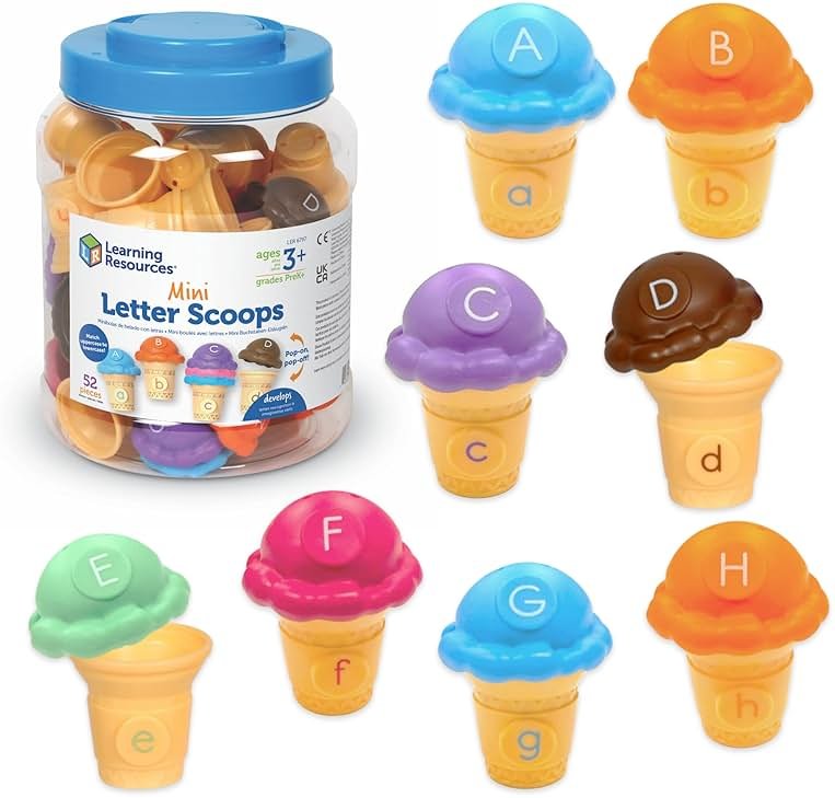 Learning Resources Mini Letter Scoops - Letter Recognition, ABC Color Matching Game, Alphabet Phonics for Toddlers, Imaginative Skills, Fine Motor, Montessori Food Toys, Gifts for Boys and Girls - Product Image