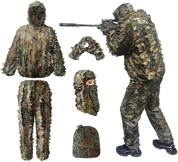 Ghillie Suit for Men -Complete Set with Full Face Mask & Gloves | Perfect for Outdoor Camouflage, Turkey Hunting, Halloween! - Product Image