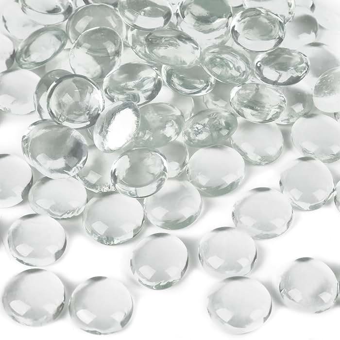 DomeStar 1LB Glass Beads, Clear Flat Glass Marbles, Vase Filler Aquarium Decor Fish Tank Rocks DIY Crafts Table Scatter Decor - Product Image