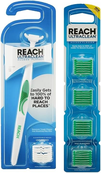 Reach Listerine Ultraclean Access Flosser Refill Heads Mint Flavor & Listerine Ultraclean Access Flosser Starter Kit Bundle | Proper & Durable Oral Care & Hygiene | Effective Plaque Removal - Product Image