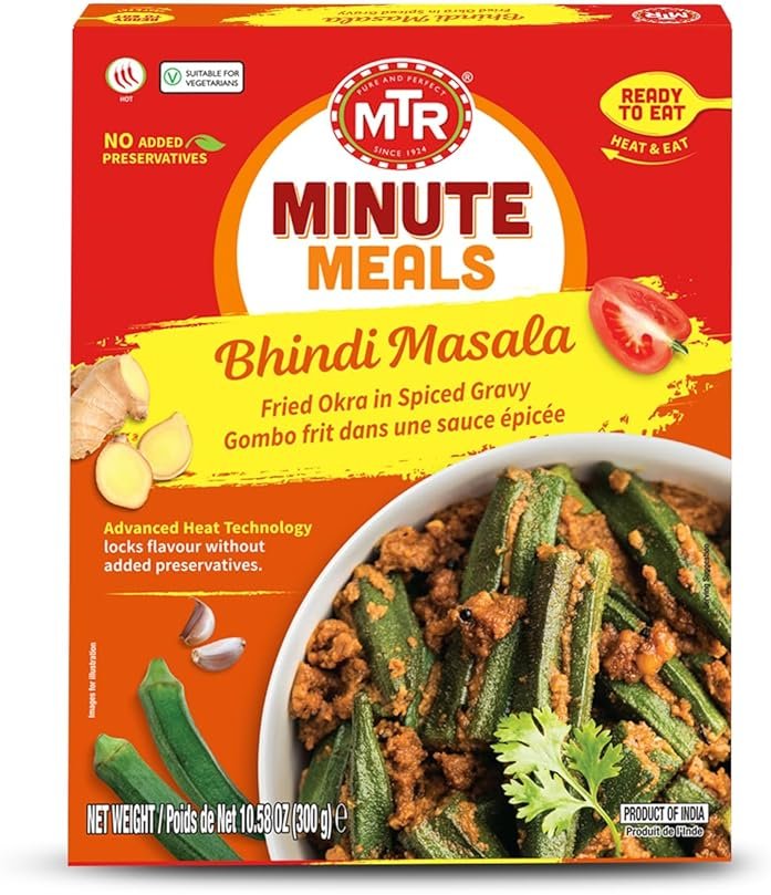 MTR Minute Meals Bhindi Masala - Ready-to-Eat Fried Okra in Spiced Gravy in Authentic Indian Flavors - Tasty & Wholesome Meal - Microwaveable, Nutritious & Delicious - Vegetarian-Friendly - Pack of 6 - Product Image