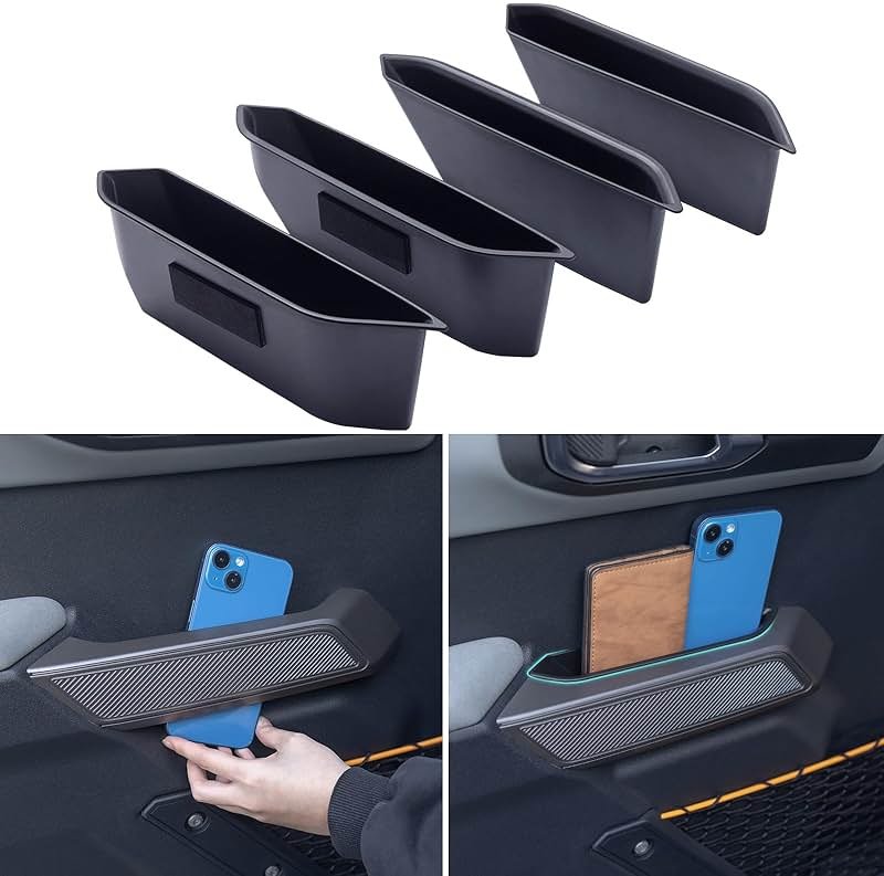 TOPINSTALL 4 Doors Handle Storage Box Compatible with Ford Bronco 2021-2026 Accessories, Phone Holder Front and Rear Door Grab Handle Pocket Storage ABS Plastic-4PCS (Not for Sport Model) - Product Image