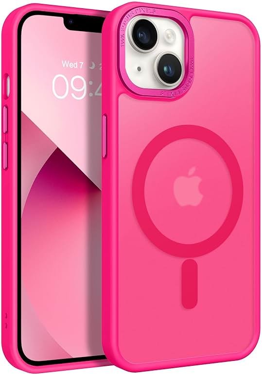 BENTOBEN Magnetic for iPhone 13 Case & iPhone 14 Case [Compatible with Magsafe] Translucent Matte Phone Case iPhone 13/14 Slim Thin Shockproof Women Men Protective Cover Cases, Hot Pink - Product Image