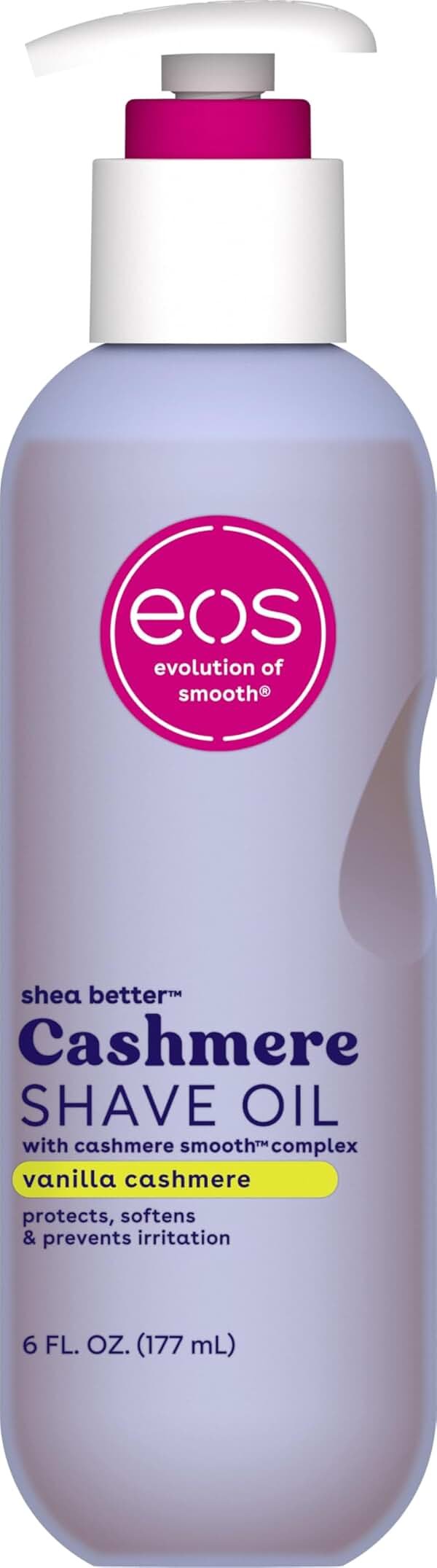 eos Cashmere Shave Oil – Vanilla Cashmere, Moisturizing Shave Oil with Shea Butter & Glycerin, Helps Prevents Irritation & Razor Burn, Vegan, 6 fl oz - Product Image