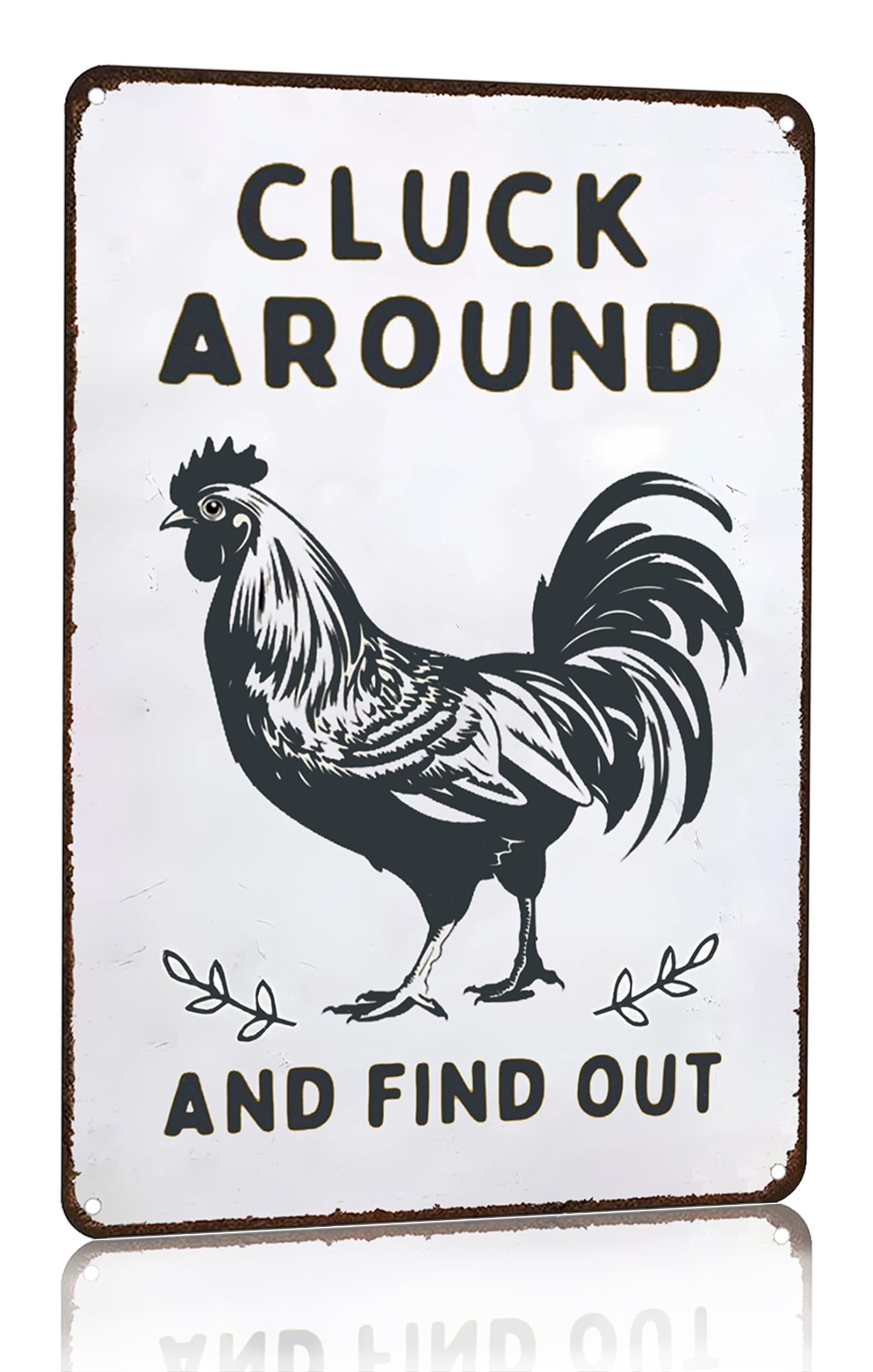 Smilelife Funny Chicken Gifts Chicken Cluck Around and Find Out Tin Sign for Home Farm Chicken Coop Farmhouse Kitchen Garden Decor 8 X 12 Inch (3020) - Product Image