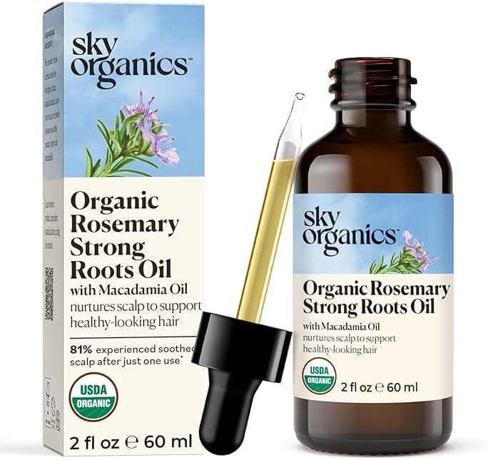 Sky Organics - Organic Rosemary Oil with Strong Roots - Hair Growth Serum with Macadamia, Jojoba & Essential Oils for Scalp - Natural Beauty and Hair Care - 2 fl oz - Product Image
